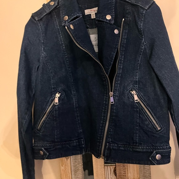 LOFT Dark Blue Denim Jacket XS petite - Picture 3 of 13